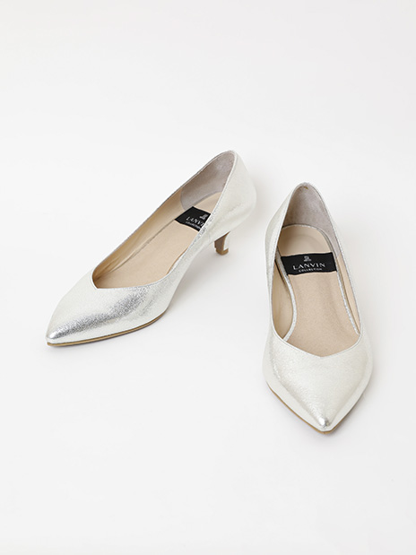 LANVIN COLLECTION シルバーヒール5.5ｃｍパンプス ２４．５ｃｍ