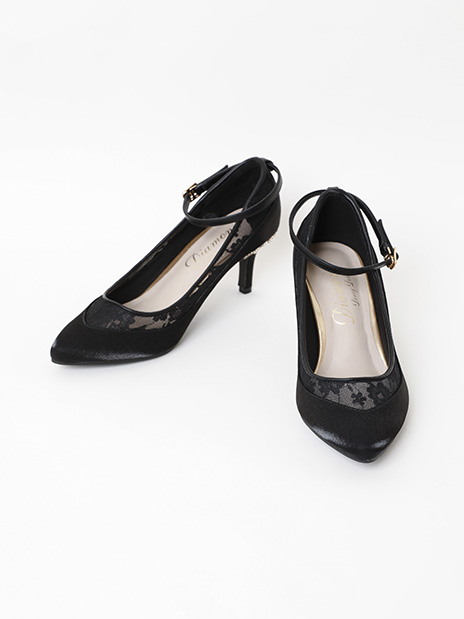 Dorry Doll 黒レース×サテンストラップ付パンプス（M）