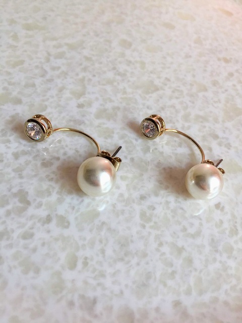 パール１粒×スワロ１粒ピアス