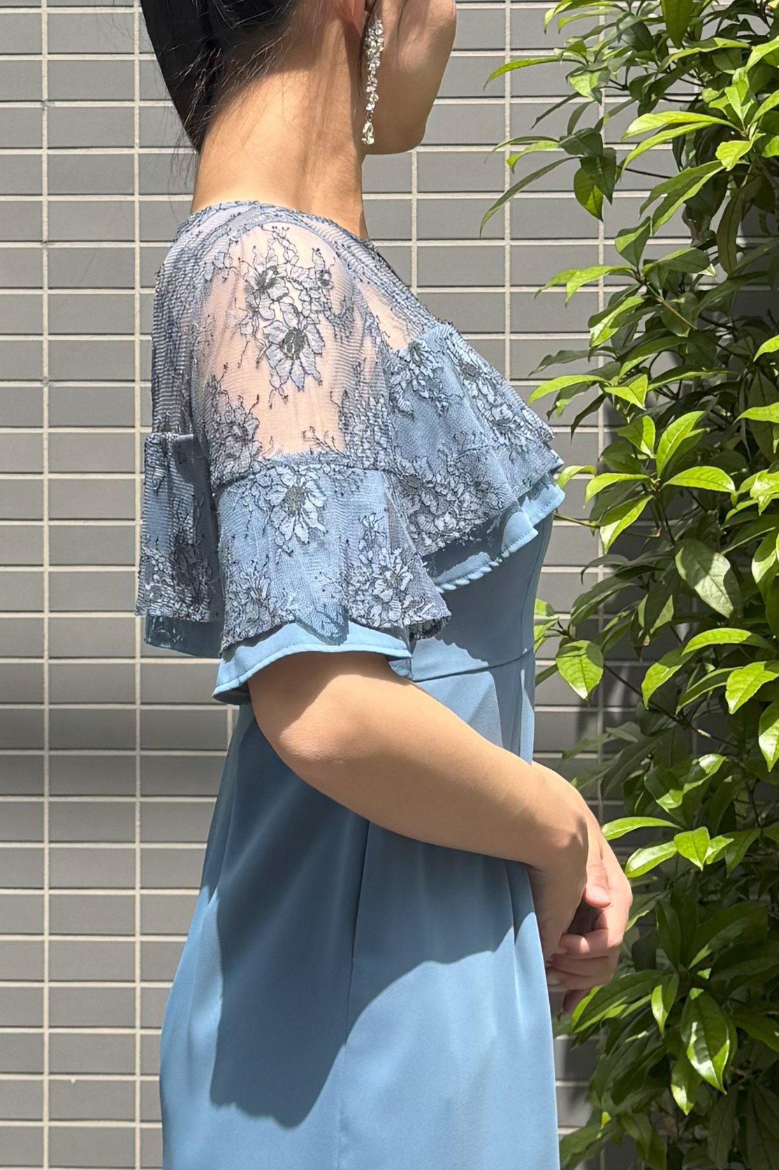 【kaene】　水色花柄５分袖コクーン（36）｜レンタルドレス