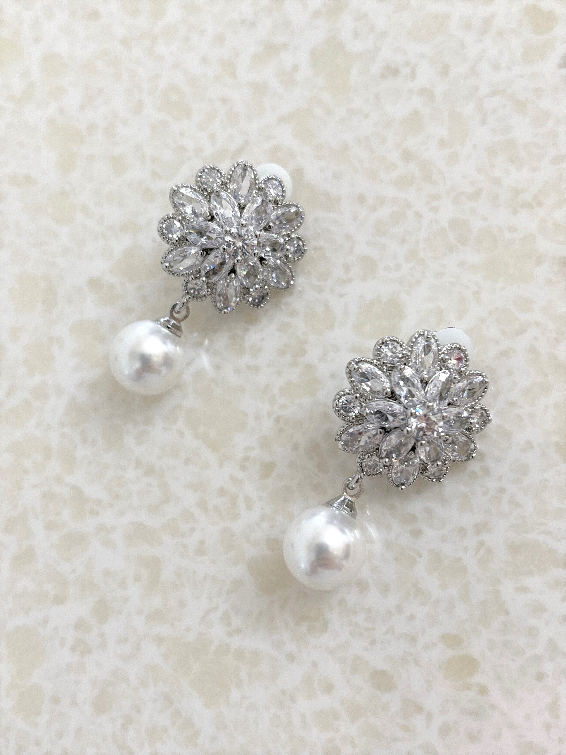 パール×ジルコニアピアス